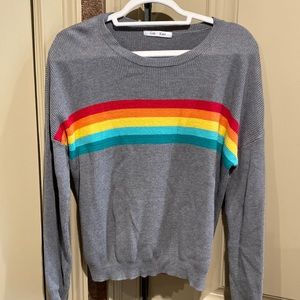 Gray rainbow striped sweater